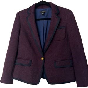 Ann Taylor Burgundy Blazer with Navy Blue Trim